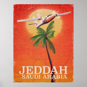 Jeddah Saudi-Arabië  kaart reisposter. Poster