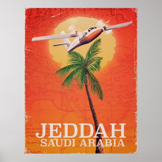 Jeddah Saudi-Arabië  kaart reisposter. Poster (Voorkant)
