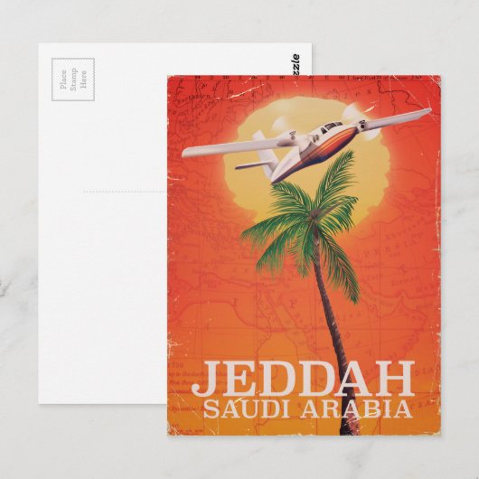 Jeddah Saudi-Arabië Vacation poster Briefkaart (Voorkant / Achterkant)