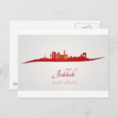Jeddah skyline in rood.jpg briefkaart (Voorkant / Achterkant)