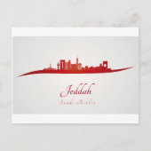 Jeddah skyline in rood.jpg briefkaart (Voorkant)
