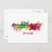 Jeddah skyline in waterverf briefkaart (Voorkant / Achterkant)