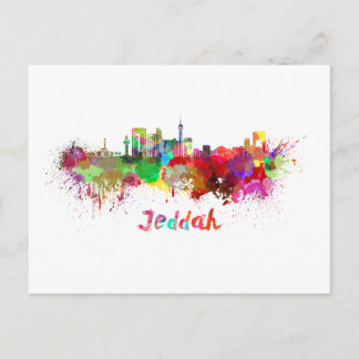 Jeddah skyline in waterverf briefkaart