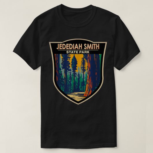 Jedediah Smith Redwood State Park California Badg T-shirt (Design voorkant)