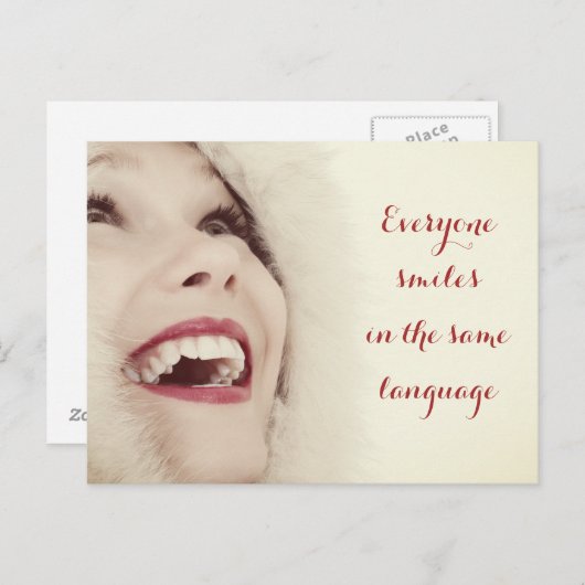 Jeder lächelt in derselben Sprache Briefkaart (Voorkant / Achterkant)