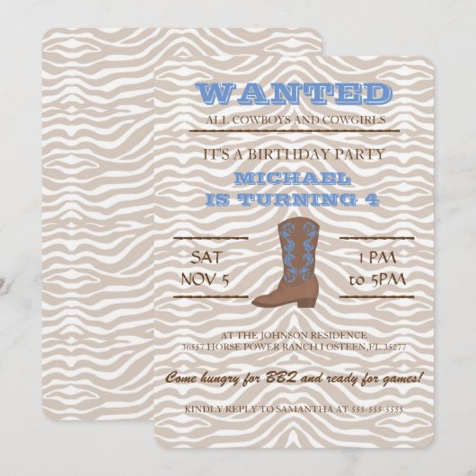 JEEHA! Uitnodiging voor verjaardagsfeestje van Bla (Voorkant / Achterkant)