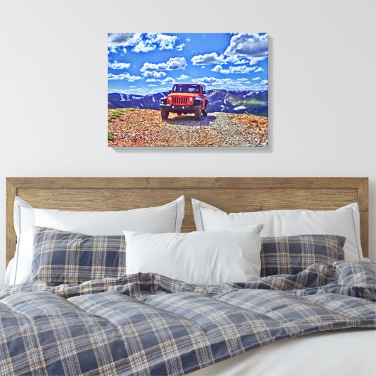 Jeep berg avontuur canvas afdruk (Insitu (Slaapkamer))
