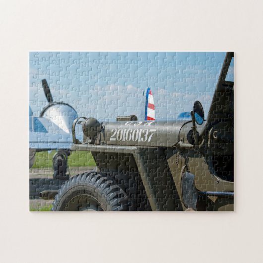 Jeep en vliegtuig legpuzzel (Horizontaal)