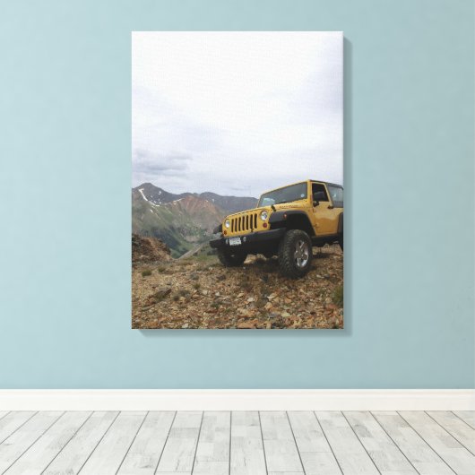 Jeep geel rubicon bergdoek canvas afdruk (Insitu (Houten vloer))