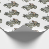 Jeep met 2 cartoon soldaten cadeaupapier (Hoek)