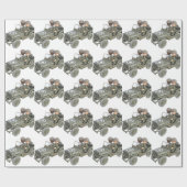 Jeep met 2 cartoon soldaten cadeaupapier (Vlak)