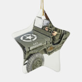 Jeep met 2 cartoon soldaten keramisch ornament (Rechts)