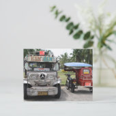 Jeepney en driewieler briefkaart (Staand voorkant)