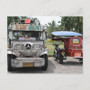 Jeepney en driewieler briefkaart