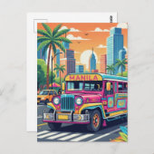 Jeepney in Manila Philippines Travel Briefkaart (Voorkant / Achterkant)