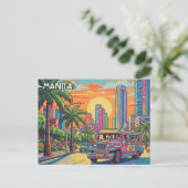 Jeepney in Manila Philippines Travel Briefkaart (Staand voorkant)