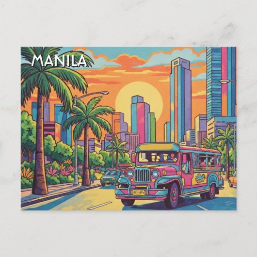 Jeepney in Manila Philippines Travel Briefkaart (Voorkant)