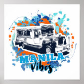 Jeepney Manila Vibes Blue Sinaasappel Poster (Voorkant)