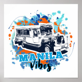 Jeepney Manila Vibes Blue Sinaasappel Poster