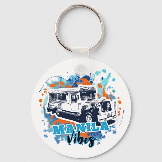 Jeepney Manila Vibes Blue Sinaasappel Sleutelhanger (Voorkant)