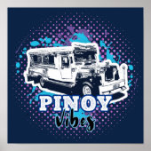 Jeepney Pinoy Vibes Blue Roze Poster (Voorkant)