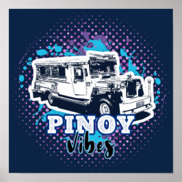 Jeepney Pinoy Vibes Blue Roze Poster