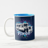 Jeepney Pinoy Vibes Blue Roze Tweekleurige Koffiemok (Links)