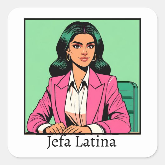 Jefa Latina Pop Art Business Woman Vierkante Sticker (Voorkant)