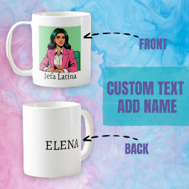 Jefa Latina Pop Art Custom Name Koffiemok