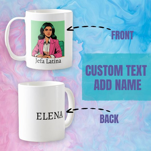 Jefa Latina Pop Art Custom Name Koffiemok