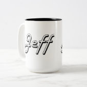 Jeff Classic Retro Name Design Tweekleurige Koffiemok (Voorkant links)