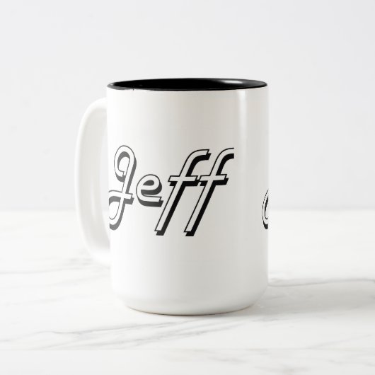Jeff Classic Retro Name Design Tweekleurige Koffiemok (Voorkant links)