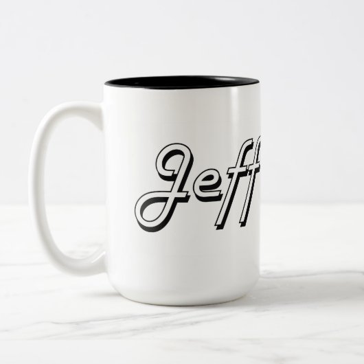 Jeff Classic Retro Name Design Tweekleurige Koffiemok (Links)