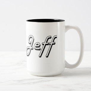 Jeff Classic Retro Name Design Tweekleurige Koffiemok