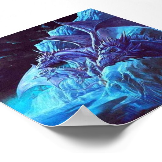 Jeff Easley - Onbekend - Blauwe draken op de kust Poster (Hoek)