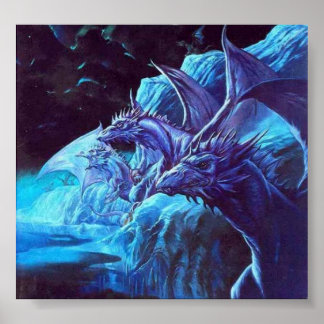 Jeff Easley - Onbekend - Blauwe draken op de kust Poster