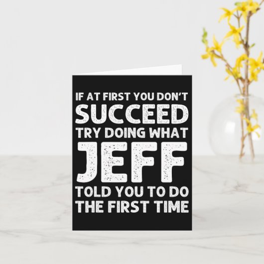 Jeff Gift Naam Gepersonaliseerde Verjaardag Grappi Kaart (Gele Bloem)