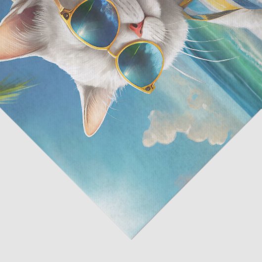 Jeff Kickin 'Back, Witte Kat Strandstoel Tissuepapier (Detail)