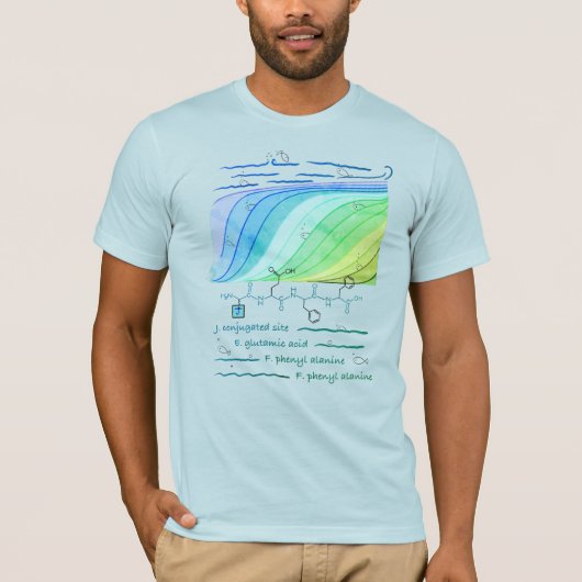JEFF-peptide, AUC-thema, aangepaste tekst, licht T-shirt (Voorkant)