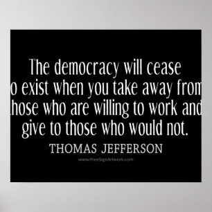 Jefferson Citaat Over Democratie Poster