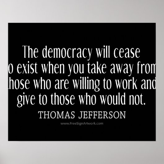 Jefferson Citaat Over Democratie Poster (Voorkant)
