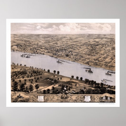 Jefferson City, MO Panoramic Map - 1869 Poster (Voorkant)