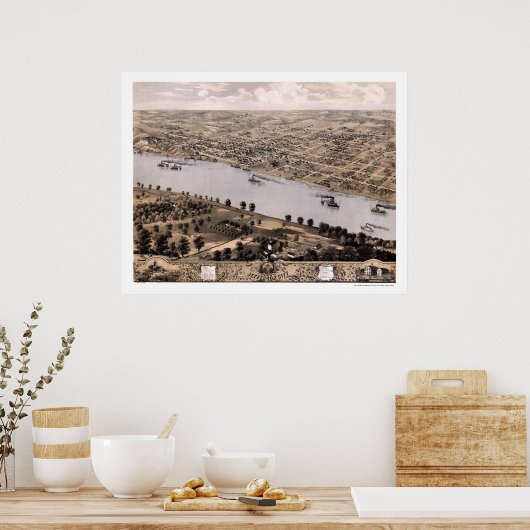 Jefferson City, MO Panoramic Map - 1869 Poster (Keuken)