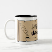 Jefferson City Notional Public Scroll Feather Quil Tweekleurige Koffiemok (Links)