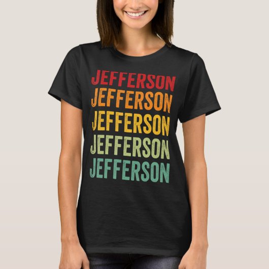 Jefferson County Washington Rainbow Tekst Ontwerp T-shirt (Voorkant)