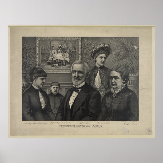 Jefferson Davis en Family Lithografen Print (Voorkant)