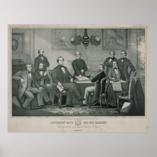 Jefferson Davis en kabinet van Richmond Capitol Poster