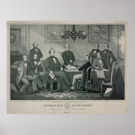Jefferson Davis en kabinet van Richmond Capitol Poster (Voorkant)