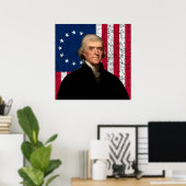 Jefferson en de Amerikaanse vlag — Grens Poster (Thuiskantoor)