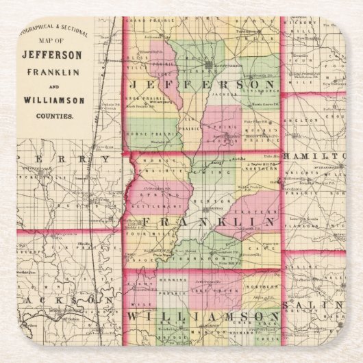 Jefferson, Franklin, Williamson counties Kartonnen Onderzetters (Voorkant)